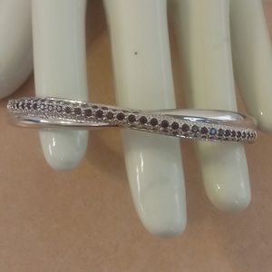 🍁Silver Tone  Purple Rhinestone Hinged Bracelet